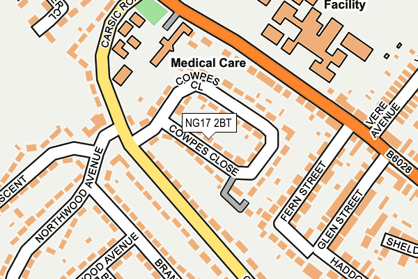 NG17 2BT map - OS OpenMap – Local (Ordnance Survey) NG17 2BT map - OS OpenMap – Local (Ordnance Survey)