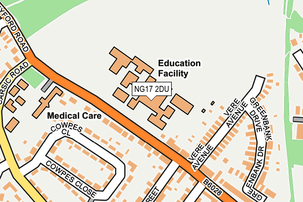 NG17 2DU map - OS OpenMap – Local (Ordnance Survey) NG17 2DU map - OS OpenMap – Local (Ordnance Survey)