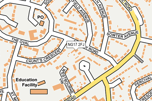 NG17 2FJ map - OS OpenMap – Local (Ordnance Survey) NG17 2FJ map - OS OpenMap – Local (Ordnance Survey)