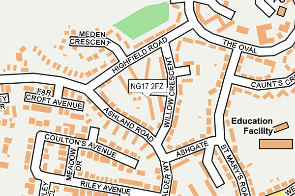 NG17 2FZ map - OS OpenMap – Local (Ordnance Survey) NG17 2FZ map - OS OpenMap – Local (Ordnance Survey)