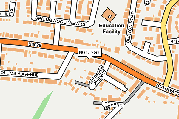 NG17 2GY map - OS OpenMap – Local (Ordnance Survey) NG17 2GY map - OS OpenMap – Local (Ordnance Survey)