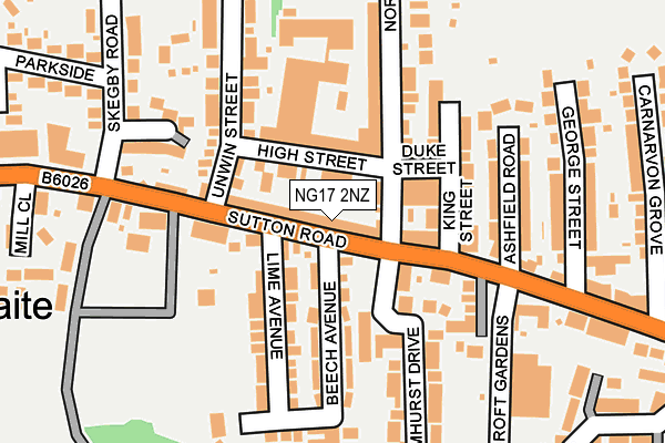 NG17 2NZ map - OS OpenMap – Local (Ordnance Survey) NG17 2NZ map - OS OpenMap – Local (Ordnance Survey)