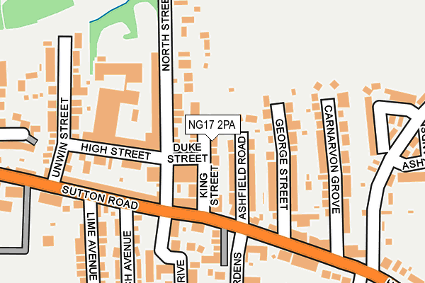 NG17 2PA map - OS OpenMap – Local (Ordnance Survey)