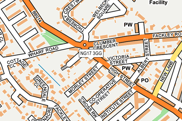NG17 3GG map - OS OpenMap – Local (Ordnance Survey) NG17 3GG map - OS OpenMap – Local (Ordnance Survey)
