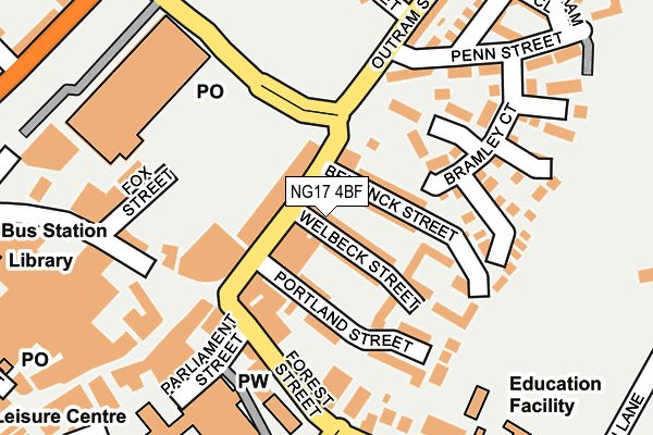 NG17 4BF map - OS OpenMap – Local (Ordnance Survey) NG17 4BF map - OS OpenMap – Local (Ordnance Survey)