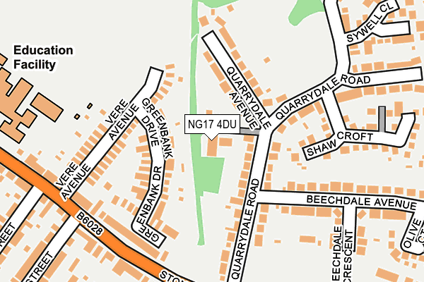 NG17 4DU map - OS OpenMap – Local (Ordnance Survey) NG17 4DU map - OS OpenMap – Local (Ordnance Survey)