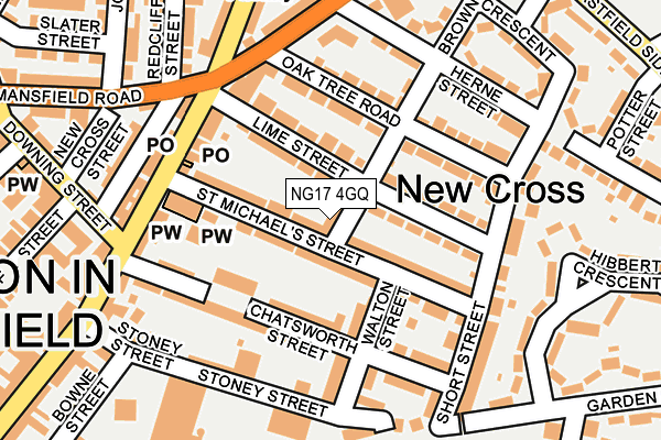 NG17 4GQ map - OS OpenMap – Local (Ordnance Survey) NG17 4GQ map - OS OpenMap – Local (Ordnance Survey)
