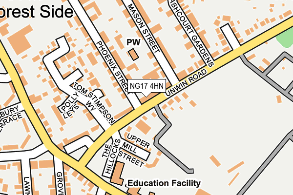 NG17 4HN map - OS OpenMap – Local (Ordnance Survey) NG17 4HN map - OS OpenMap – Local (Ordnance Survey)