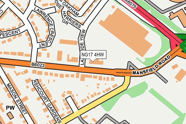 NG17 4HW map - OS OpenMap – Local (Ordnance Survey) NG17 4HW map - OS OpenMap – Local (Ordnance Survey)