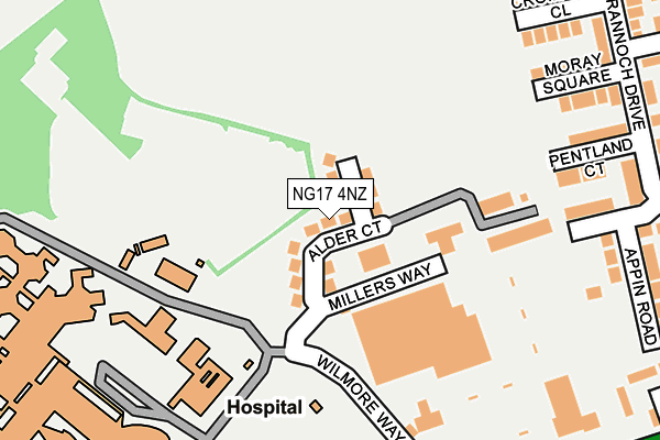 NG17 4NZ map - OS OpenMap – Local (Ordnance Survey) NG17 4NZ map - OS OpenMap – Local (Ordnance Survey)