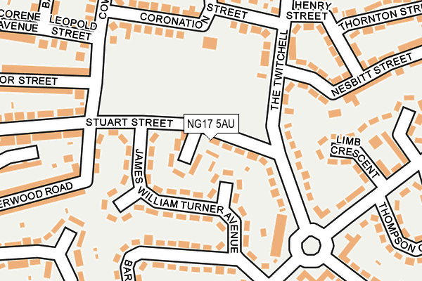 NG17 5AU map - OS OpenMap – Local (Ordnance Survey) NG17 5AU map - OS OpenMap – Local (Ordnance Survey)