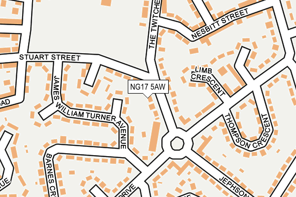 NG17 5AW map - OS OpenMap – Local (Ordnance Survey) NG17 5AW map - OS OpenMap – Local (Ordnance Survey)