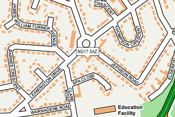 NG17 5AZ map - OS OpenMap – Local (Ordnance Survey) NG17 5AZ map - OS OpenMap – Local (Ordnance Survey)