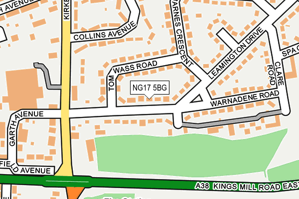 NG17 5BG map - OS OpenMap – Local (Ordnance Survey) NG17 5BG map - OS OpenMap – Local (Ordnance Survey)