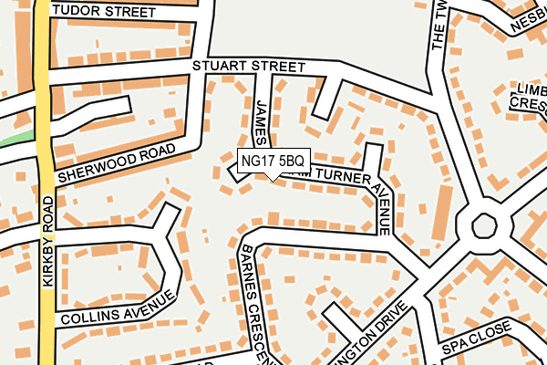 NG17 5BQ map - OS OpenMap – Local (Ordnance Survey) NG17 5BQ map - OS OpenMap – Local (Ordnance Survey)