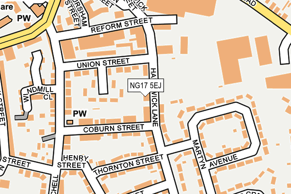 NG17 5EJ map - OS OpenMap – Local (Ordnance Survey) NG17 5EJ map - OS OpenMap – Local (Ordnance Survey)