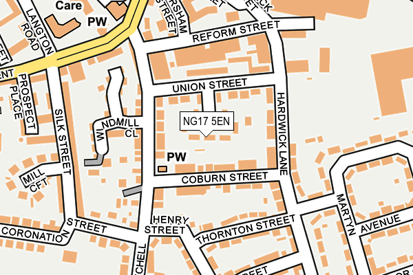 NG17 5EN map - OS OpenMap – Local (Ordnance Survey) NG17 5EN map - OS OpenMap – Local (Ordnance Survey)