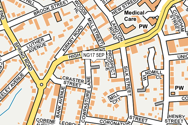 NG17 5EP map - OS OpenMap – Local (Ordnance Survey) NG17 5EP map - OS OpenMap – Local (Ordnance Survey)