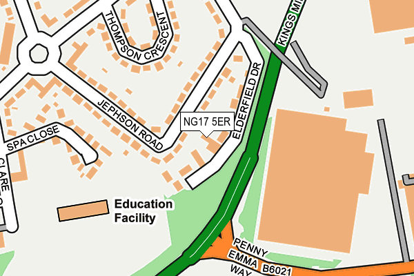 NG17 5ER map - OS OpenMap – Local (Ordnance Survey) NG17 5ER map - OS OpenMap – Local (Ordnance Survey)