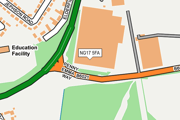 NG17 5FA map - OS OpenMap – Local (Ordnance Survey) NG17 5FA map - OS OpenMap – Local (Ordnance Survey)