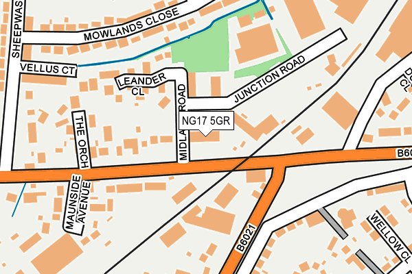 NG17 5GR map - OS OpenMap – Local (Ordnance Survey) NG17 5GR map - OS OpenMap – Local (Ordnance Survey)