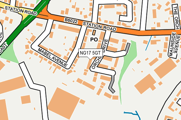 NG17 5GT map - OS OpenMap – Local (Ordnance Survey) NG17 5GT map - OS OpenMap – Local (Ordnance Survey)