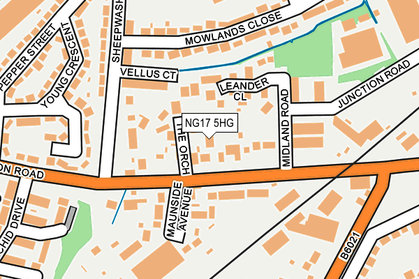 NG17 5HG map - OS OpenMap – Local (Ordnance Survey) NG17 5HG map - OS OpenMap – Local (Ordnance Survey)