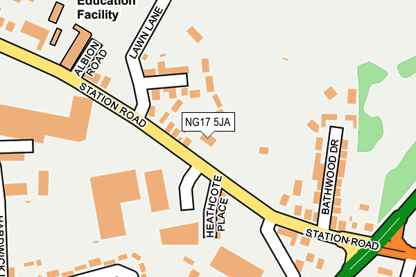 NG17 5JA map - OS OpenMap – Local (Ordnance Survey) NG17 5JA map - OS OpenMap – Local (Ordnance Survey)