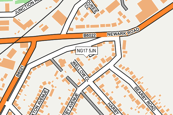 NG17 5JN map - OS OpenMap – Local (Ordnance Survey) NG17 5JN map - OS OpenMap – Local (Ordnance Survey)