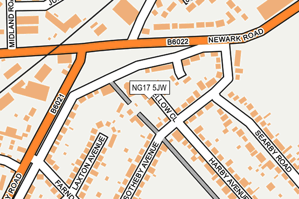 NG17 5JW map - OS OpenMap – Local (Ordnance Survey) NG17 5JW map - OS OpenMap – Local (Ordnance Survey)
