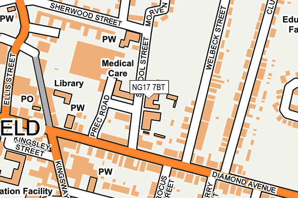 NG17 7BT map - OS OpenMap – Local (Ordnance Survey) NG17 7BT map - OS OpenMap – Local (Ordnance Survey)