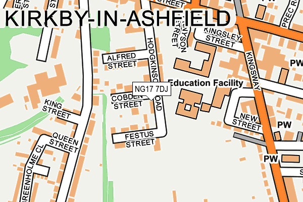 NG17 7DJ map - OS OpenMap – Local (Ordnance Survey)