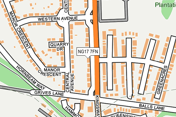 NG17 7FN map - OS OpenMap – Local (Ordnance Survey) NG17 7FN map - OS OpenMap – Local (Ordnance Survey)