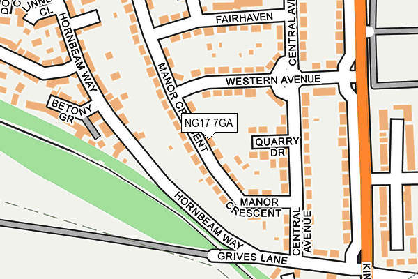 NG17 7GA map - OS OpenMap – Local (Ordnance Survey) NG17 7GA map - OS OpenMap – Local (Ordnance Survey)