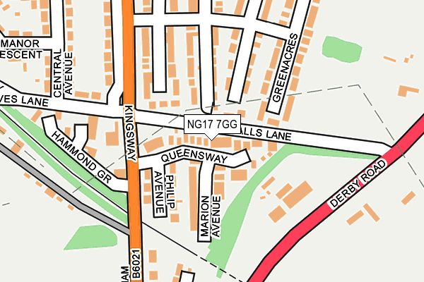 NG17 7GG map - OS OpenMap – Local (Ordnance Survey) NG17 7GG map - OS OpenMap – Local (Ordnance Survey)