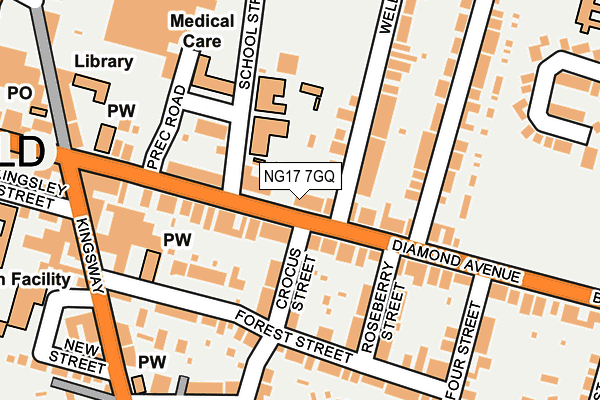 NG17 7GQ map - OS OpenMap – Local (Ordnance Survey) NG17 7GQ map - OS OpenMap – Local (Ordnance Survey)