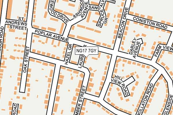 NG17 7GY map - OS OpenMap – Local (Ordnance Survey) NG17 7GY map - OS OpenMap – Local (Ordnance Survey)