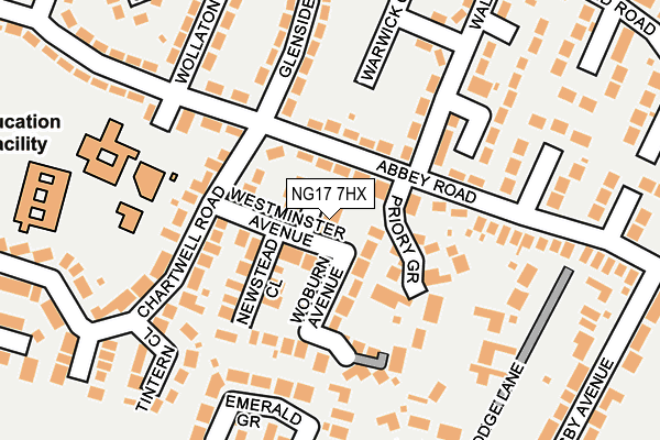 NG17 7HX map - OS OpenMap – Local (Ordnance Survey) NG17 7HX map - OS OpenMap – Local (Ordnance Survey)