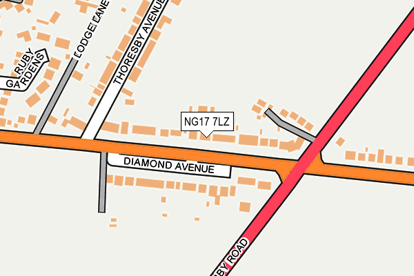NG17 7LZ map - OS OpenMap – Local (Ordnance Survey) NG17 7LZ map - OS OpenMap – Local (Ordnance Survey)