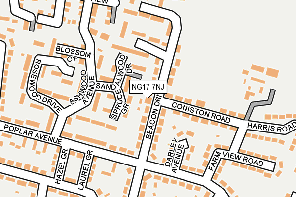 NG17 7NJ map - OS OpenMap – Local (Ordnance Survey)