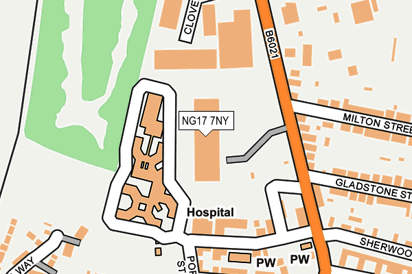 NG17 7NY map - OS OpenMap – Local (Ordnance Survey) NG17 7NY map - OS OpenMap – Local (Ordnance Survey)
