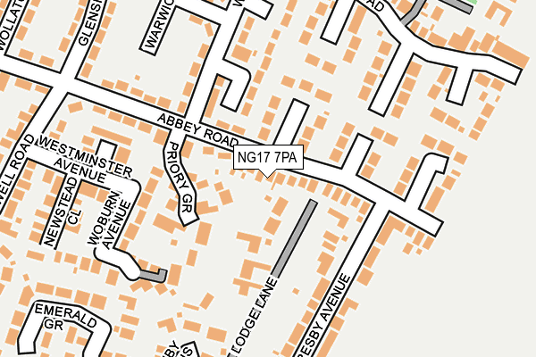 NG17 7PA map - OS OpenMap – Local (Ordnance Survey) NG17 7PA map - OS OpenMap – Local (Ordnance Survey)