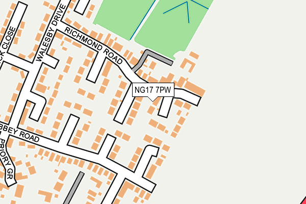 NG17 7PW map - OS OpenMap – Local (Ordnance Survey) NG17 7PW map - OS OpenMap – Local (Ordnance Survey)