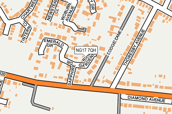 NG17 7QH map - OS OpenMap – Local (Ordnance Survey)