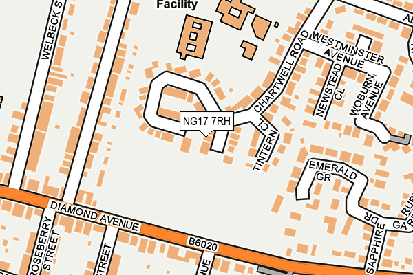 NG17 7RH map - OS OpenMap – Local (Ordnance Survey) NG17 7RH map - OS OpenMap – Local (Ordnance Survey)