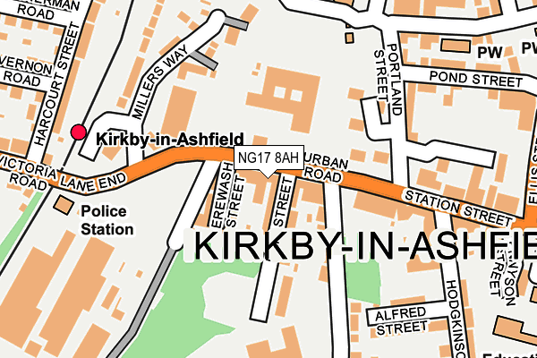 NG17 8AH map - OS OpenMap – Local (Ordnance Survey) NG17 8AH map - OS OpenMap – Local (Ordnance Survey)
