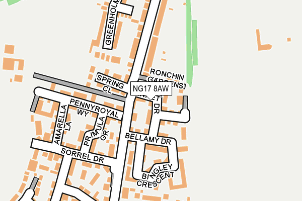 NG17 8AW map - OS OpenMap – Local (Ordnance Survey) NG17 8AW map - OS OpenMap – Local (Ordnance Survey)