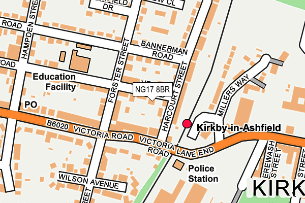 NG17 8BR map - OS OpenMap – Local (Ordnance Survey) NG17 8BR map - OS OpenMap – Local (Ordnance Survey)