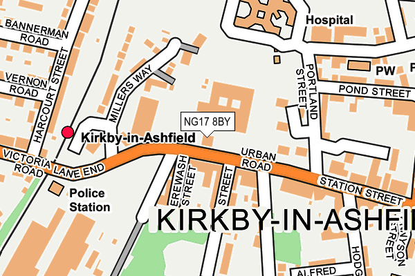 NG17 8BY map - OS OpenMap – Local (Ordnance Survey) NG17 8BY map - OS OpenMap – Local (Ordnance Survey)