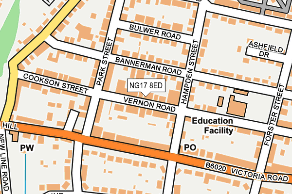 NG17 8ED map - OS OpenMap – Local (Ordnance Survey) NG17 8ED map - OS OpenMap – Local (Ordnance Survey)